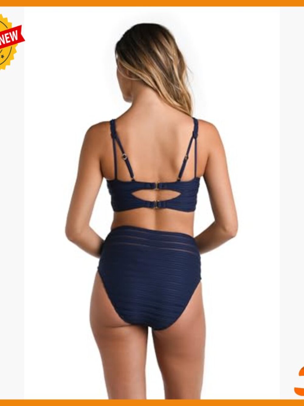 High Neck Midkini Swimsuit Top with Removable Cups Adjustable Straps - Picture 2 of 4